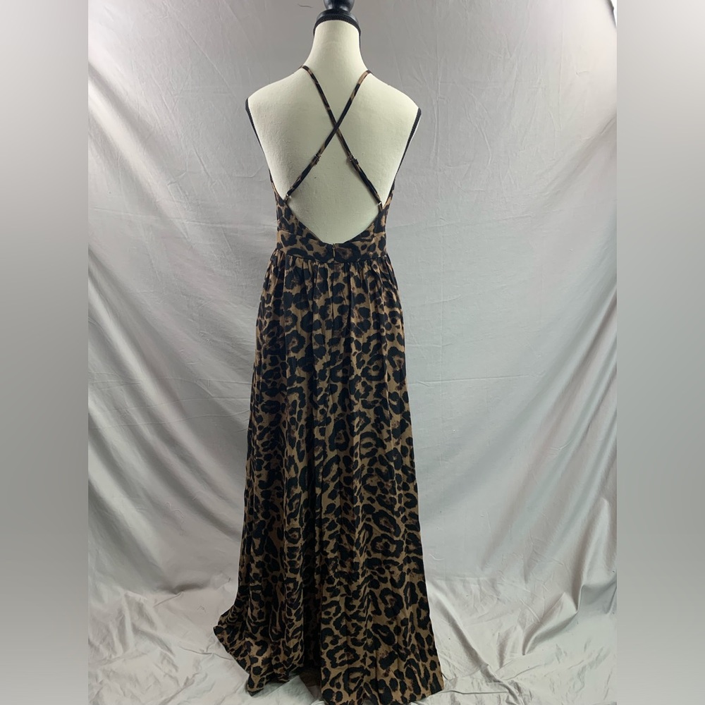 Plunging Neck Crisscross Open Back Leopard Dress - Picture 13 of 13